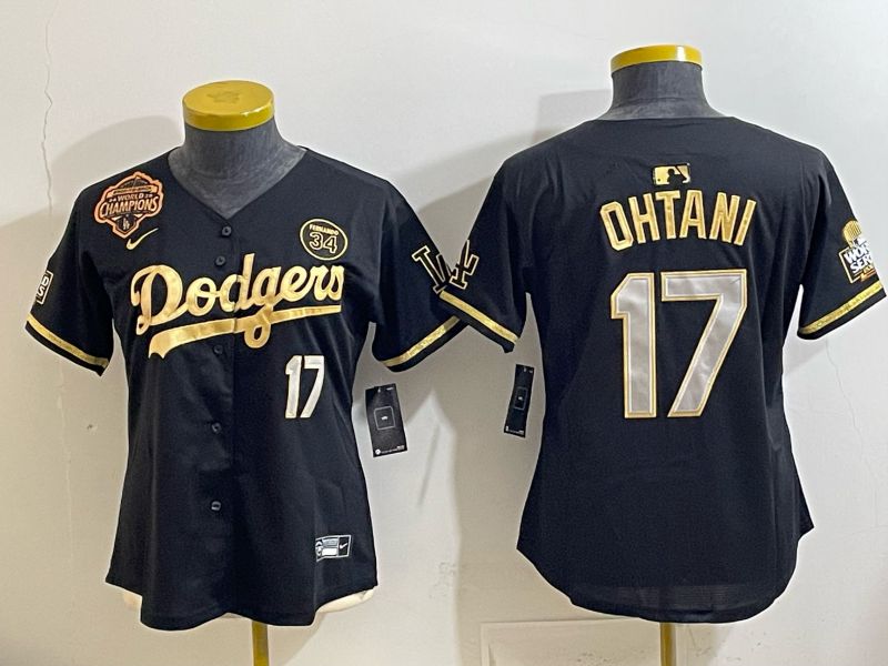 Women 2026 Los Angeles Dodgers #17 Ohtani black Game Nike MLB Jersey 003